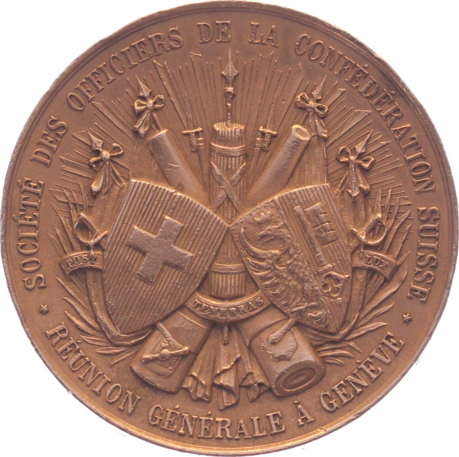 1892 Kupfermedaille auf die Generalversammlung der schweizerischen Offiziersvereinigung